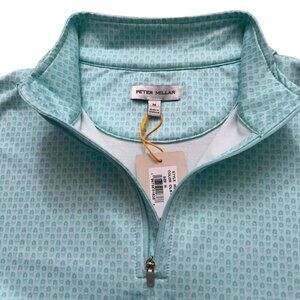 Peter Millar Perth Piña Skullada Performance 1/4 Zip in Celest-Men's Medium-NWT